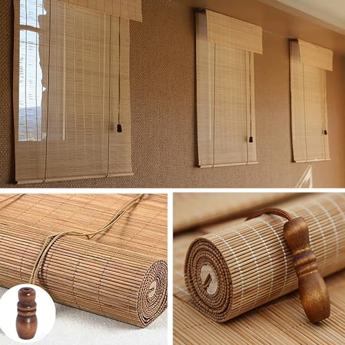 ZZLZX 6PCS Brown Venetian Blind Cord Knobs Wooden Pendants Roman Sunshade Pull Rope Bamboo Roller Curtain Pull Handle Window Decoration Accessories for Living Room Bedroom Brown - Thumbnail 4