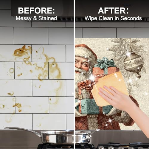 Image of Vintage Santa Gift Backsplash Peel and Stick, 35.4x23.6 in