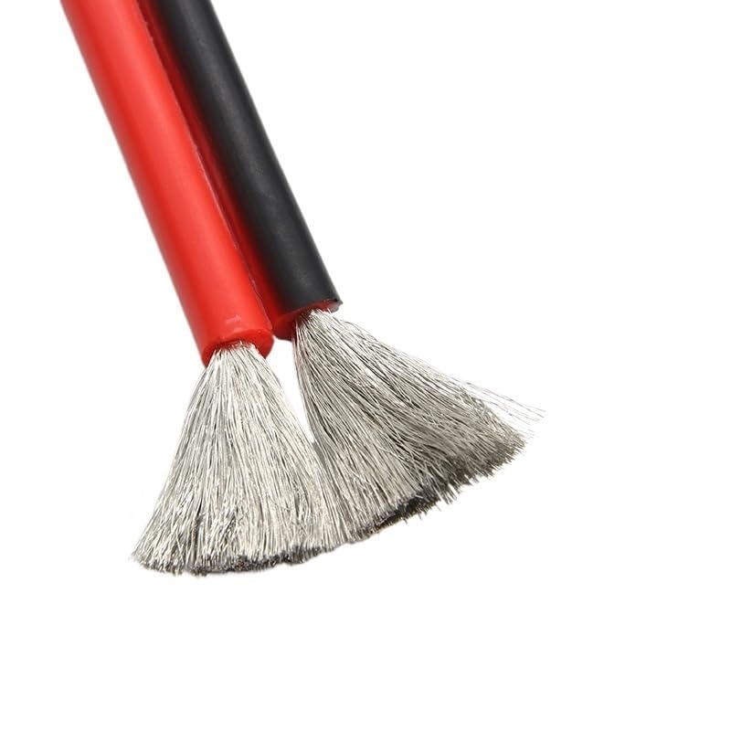 Cable de cobre de 1M/5M, Cable de goma de silicona súper suave 8AWG/ 10/ 12/ 14/ 16/ 18/ 20/ 22/ 24 /26 AWG 2 pines, Conector de lámpara LED Flexible DIY, COLOR negro y rojo ( Size : 5m , Color : 8AWG