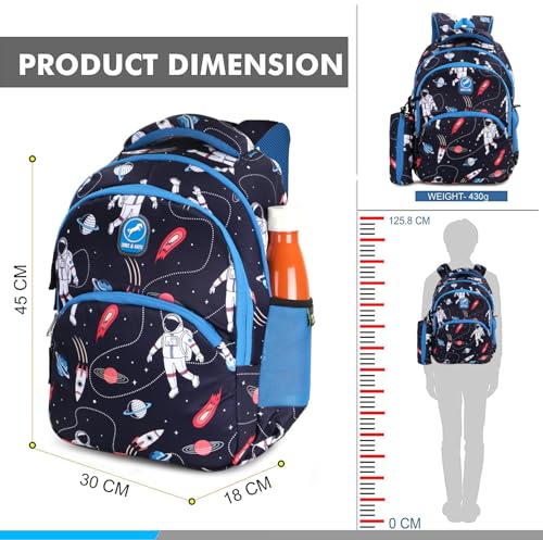 Image of Chris and Kate Astronaut Printed Bookbag School Bag for Boys, Girls Childern Unisex Kids, Suitable for Tuition, Picnics and Casual Outings with a Free Stationery Pouch and Rain Dust Cover Backpack
