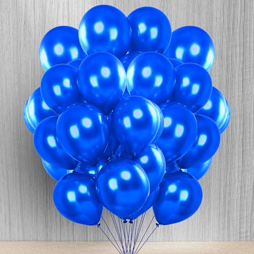 Image of Party Propz Blue Balloons For Decoration - 25 Pcs Blue Balloons For Birthday Decoration | birthday Decoration | blue birthday Decoration Kit | Metallic Balloons For Decoration (Latex)