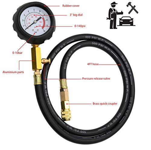 Oil Pressure Tester Kit, 0-140 PSI Engine Oil Pressure Tester Gauge Tool Kit for Cars ATVs Trucks Use. by LEIMO KPARTS - Used condition - Image 5