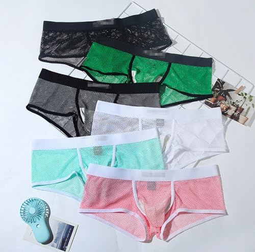 Men's Mid-Waist Mesh Boxer Briefs - Sexy Breathable and Elastic Design3