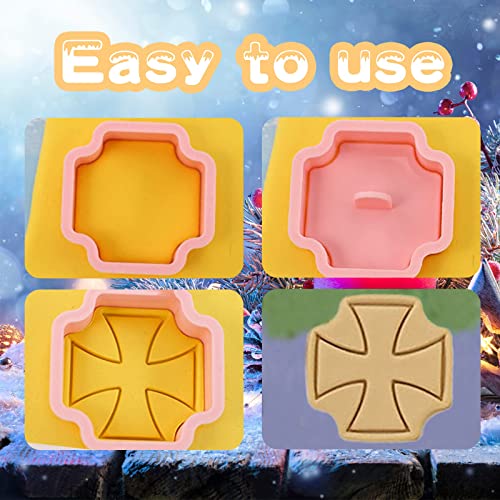 8 Pcs Easter Cross Cookie Cutters With Plunger Stamps Set 3D Easter Cross Shape Biscuit Cutter Christan Funny Cartoon Cookie Stamps Stamped Embossed For Treats Diy Cookie Baking Supplies #TOP2