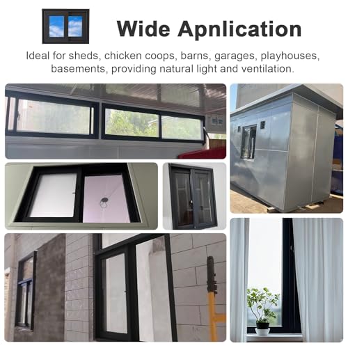 Miniatura 5 de Cxllisionary Ventana Aluminio 30x30 40x40 50x50 Ventana Corredera Aislamiento Con Cristal Templado Y Mosquitera Ventana Para Casas Baño Sótano Garaje Y Graneros Wxh 40x60cm