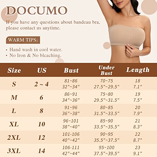 Strapless Bras For Women Bandeau Bras No Padded Strapless Bralette Tube Top Bra (Black + Beige# No Padded, X-Large) #TOP4