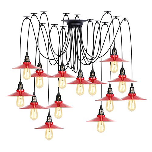 Lampe araignée de plafond rouge en métal à 8 ou 14 lumières HNVBDOPAE