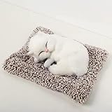 SUPER TOY Cute Sleeping Cat Plush Toy with Meow Sound, Gift for Kids Car Dashboard Accessories (White)