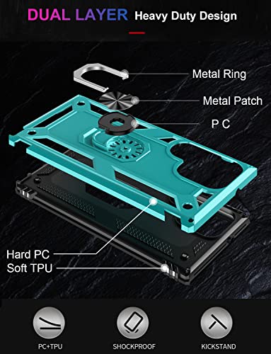 Lumarke Galaxy S23 Ultra Case,Military Grade Heave Duty Dual Layered Cover With Magnetic Ring Kickstand Compatible With Car Mount Holder,Protective Phone Case For Samsung Galaxy S23 Ultra Teal #TOP1