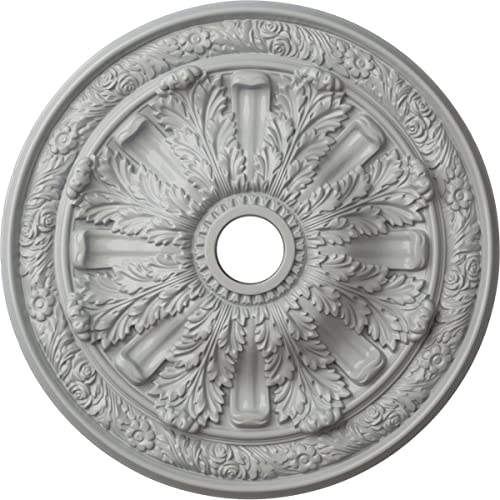 30"OD x 3 7/8"ID x 3 1/4"P Flagstone Ceiling Medallion (Fits Canopies up to 3 7/8"), Hand-Painted Frost