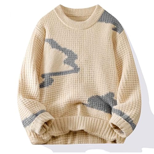 Mens Crewneck Sweater Casual Cable Knit Pullover Sweater Color Block Knitted Sweaters Chunky Cozy Slouchy Sweaters2