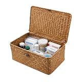 Aufbewahrungskorb aus Geflochtenem Rattan Korb Seegras Korb mit Deckel