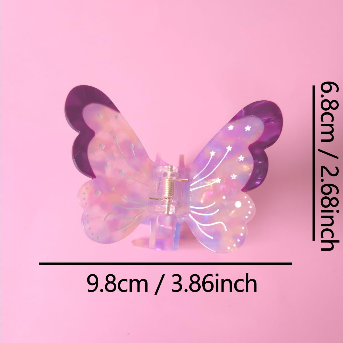 Dreamy Butterfly Hair Clips,Fantasy Acetate Hair Clip,Butterfly Claw Clips for Women,Purple Pink