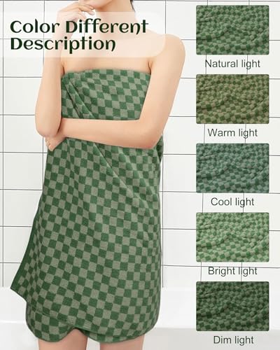 Jacquotha Luxury Bath Towels for Bathroom Green Checkered (54x28 Inches) - 480 GSM Cotton Soft Absorbent Shower Towels 2 Pack, Daily Use Lightweigt Towels Quick Dry, Great - Thumbnail 7