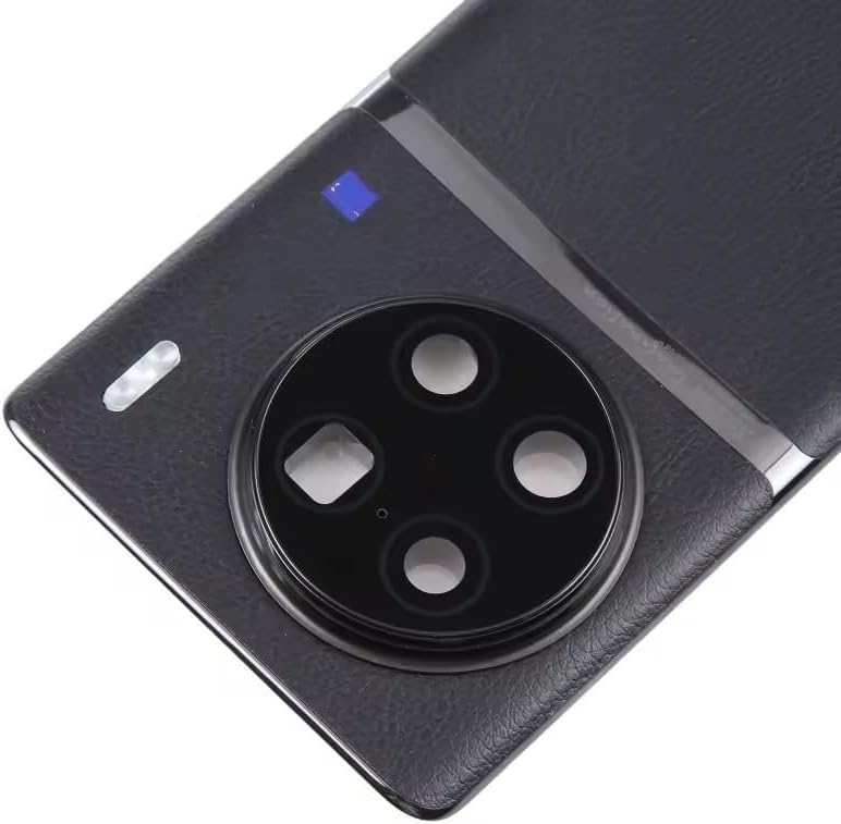Compatible Rear Eco Leather Back Cover for vivo X90 Pro+ Model V2227A – Battery Door Housing Replacement Part (Black)