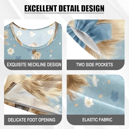 Pajama Short Sets Cute Dogs with Flowers Soft Cotton Summer Sleepwear 2 Piece PJS Size 5-14T3