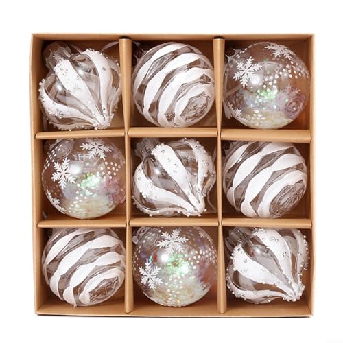 HEIBTENY Weihnachtskugeln 20 Stücke ∅ 8CM Weihnachtskugeln Plastik Für Weihnachtsdeko Mit Aufhängen Christbaumkugeln Christbaumschmuck Set Weihnachtsbaumkugeln (Weiß)