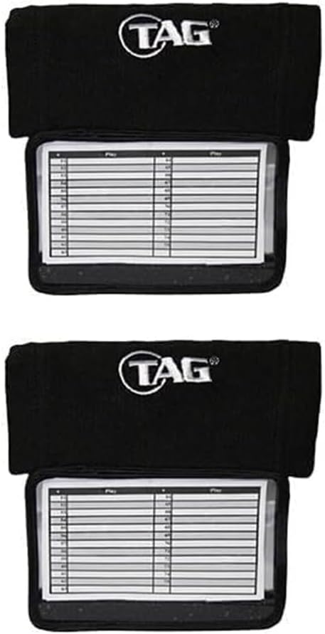 TAG Adult Wrist Coach 2 Pack, Five Window Size 5" x 3", Football Baseball Softball Plays Playbook Quarterback Wristband, Black