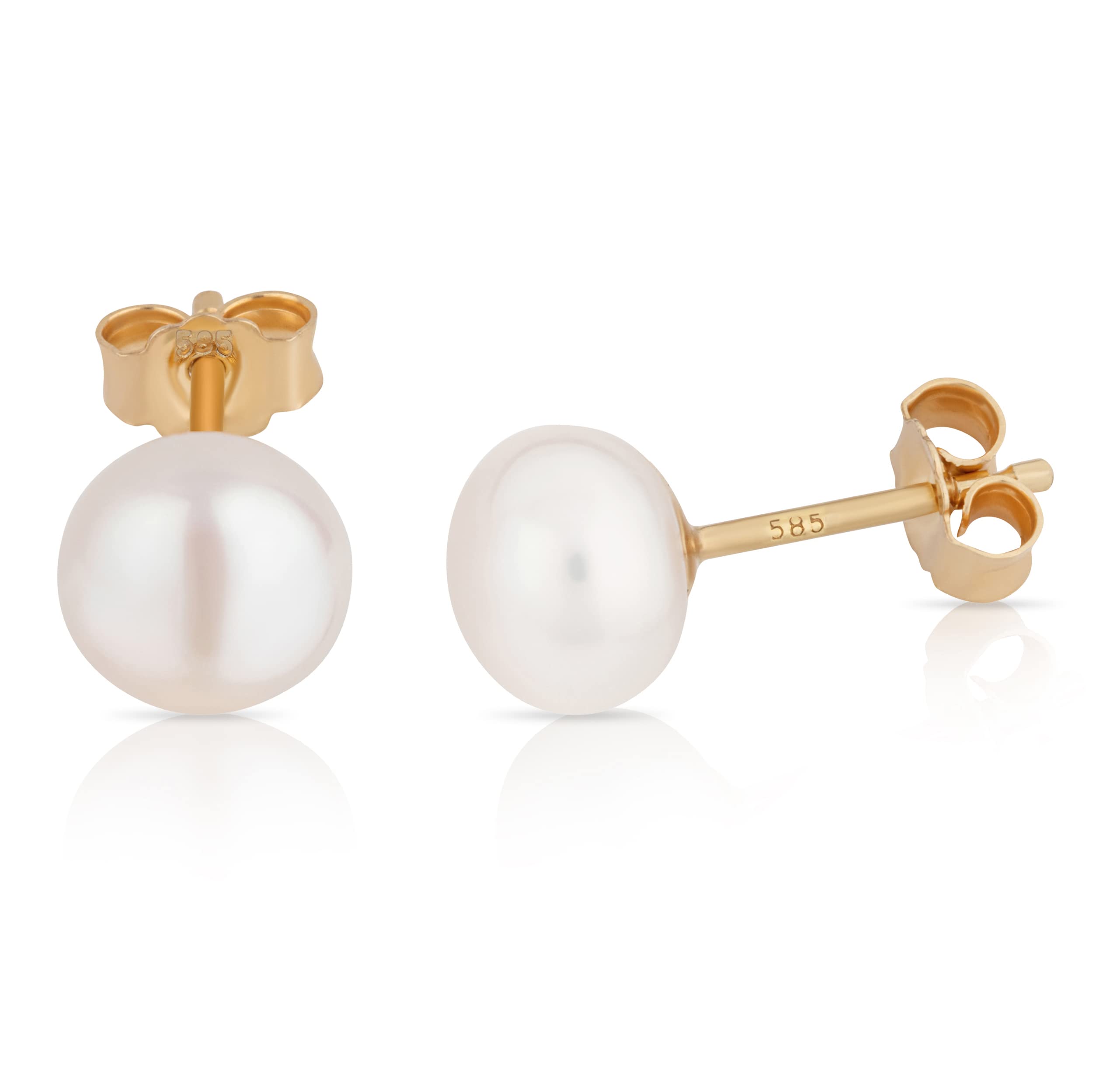 NKlaus Orecchini Con Perle D'Acqua Dolce 7 Mm In Oro Giallo 8 Carati (333) - 1.25 G