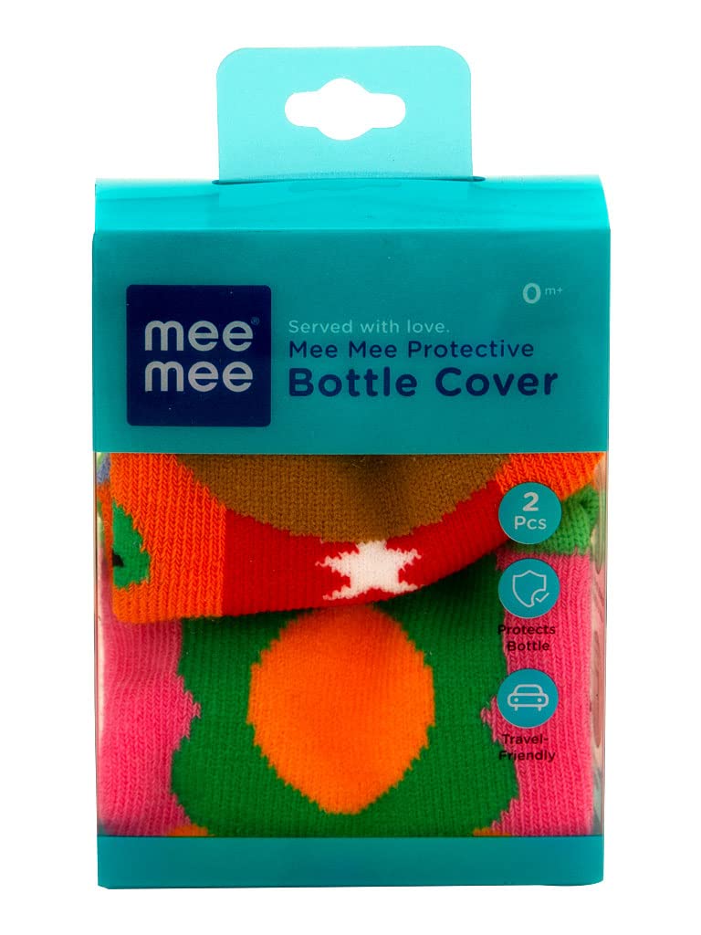Mee Mee Soft Plush Stretchable Baby Feeding Bottle Cover with Cute Animated Overall Print (Pk-2) Multicolour - Image 8 thumbnail