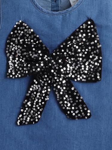 Image of Dresses for Kids Girls, Stylish Knee Length Once Piece Denim Frocks for Girls, Casual Dress for Summer & Birthday Family Gathering & Special Occasion