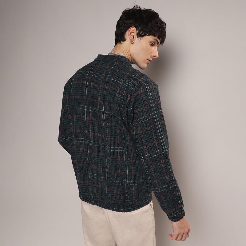 Image of CAHOOT Men's Zip-Front Jacket With Fleece Detail For Casual Wear | Long Sleeve | High Neck | Zipper Closure | Suede Jacket Crafted With Comfort Fit For Everyday Wear