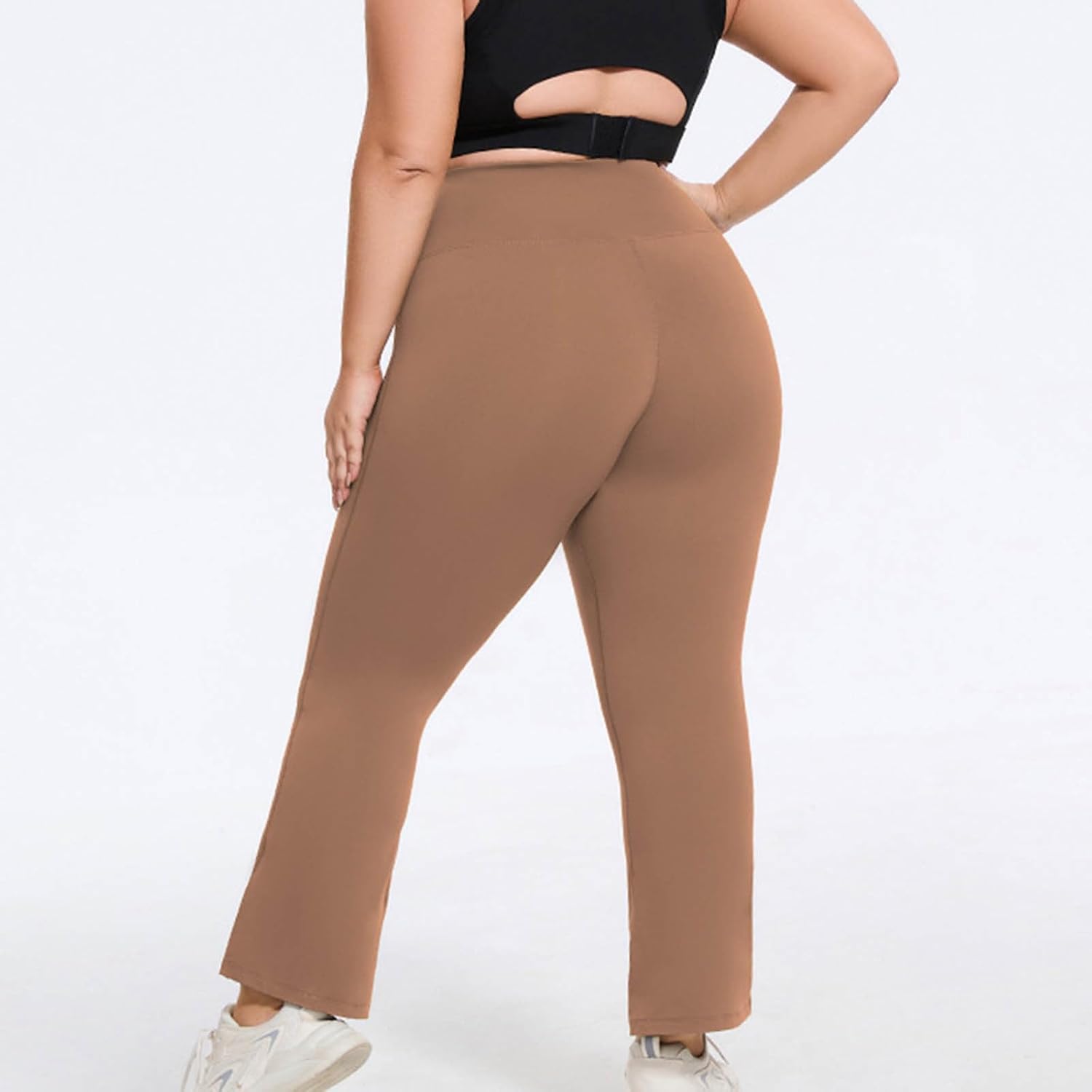 Flare Leggings for Women Elastic High Waist Bell Bottom Stretchy Workout Yoga Pants Bootcut Solid Color Trousers