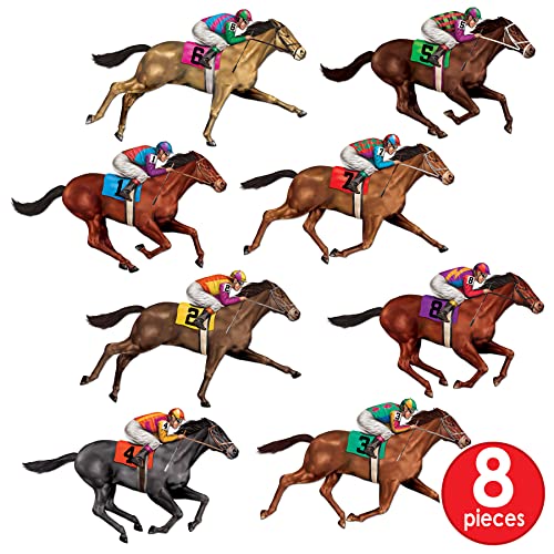 Beistle 8 Piece Printed Plastic Race Horse Prop Wall Decorations #TOP3