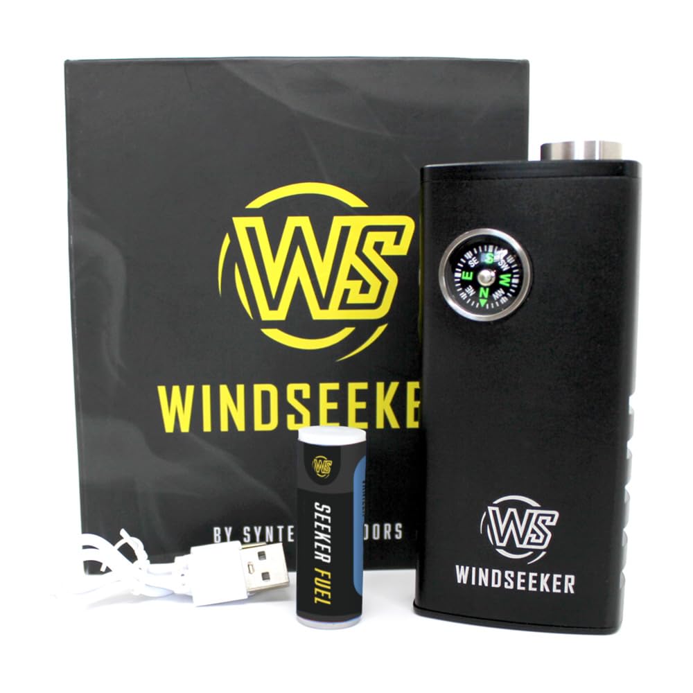 WindSeeker - Gut sichtbarer, präziser Wind-, Thermo- und Luftstrom-Detektor, wiederaufladbar, nachfüllbar, Powerbank