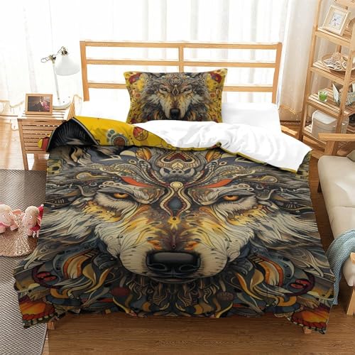 Ensemble housse de couette loup 3D microfibre de qualité supérieure douce 135x200