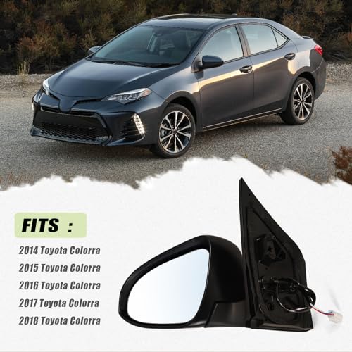 Lqito Left Driver side Mirror Fits 2014-2018 Toyota Corolla Sedan/Hatchback with Power Glass without Heated without Turn signals without Blind Spot Match Black Replace 8794002F20(3Pins) by Lqito - Image 5