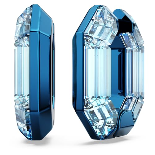 Swarovski Lucent Hoop Earrings, Octagon Shape, Small, Blue4