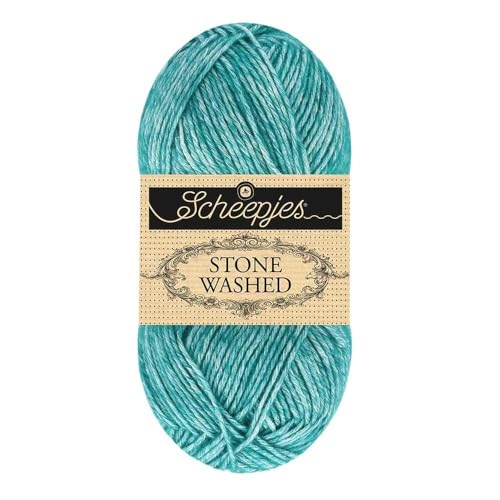 Image of Scheepjes Yarns - Stone Washed Yarn 2025, Superwash Cotton Blend, 50 g / 1.75 oz (849 - Bright Actinolite)