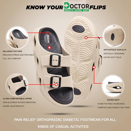 Image of DOCTOR HEALTH SUPER SOFT Men EVA Double Strap Sandals | Adjustable Buckle Comfort Slides | Lightweight Anti-Slip Casual Sandals for Indoor Outdoor Everyday Wear