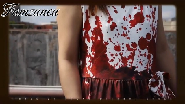 Horror Braut Kostüm Damen - Gruselig Zombie Brautkleid Mit Blutprint