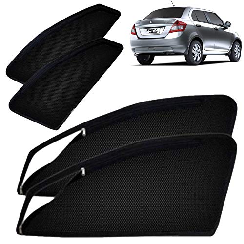 Image of Autofact Magnetic Car Sunshades Compatible with Maruti Swift Dzire (2017 to 2024) (Set of 4) - Easy Installation, UV Protection, Keeps Car Cool (Front 2 with Zippers, Rear 2 Without Zippers)