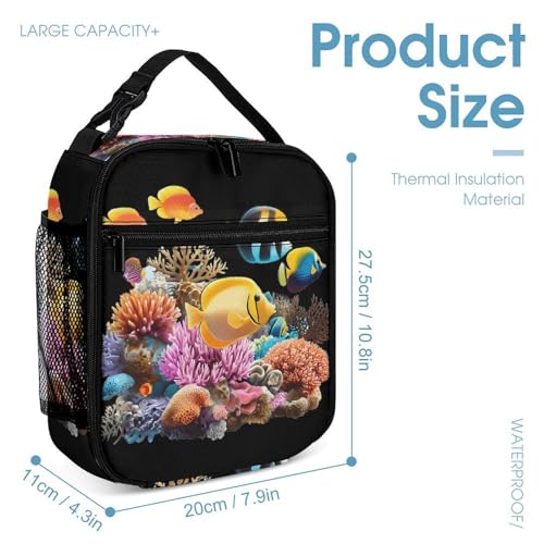 Colorful Tropical Fish Printed Backpack with Lunch Box Bag Pencil Case Pouch 3pcs Daypack Set for Women Men4