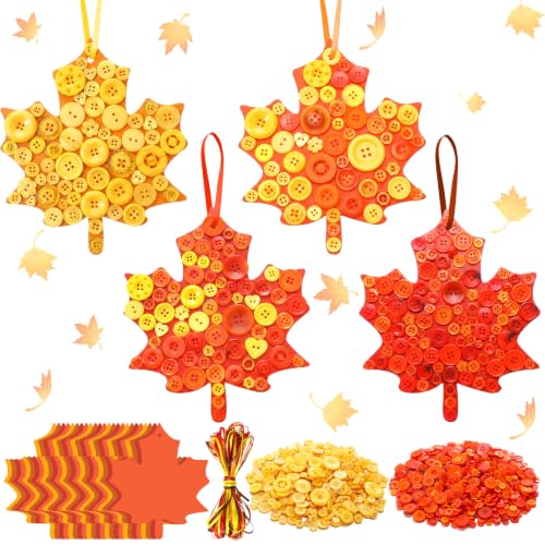 PullCrease 24 Maple Craft Kit with Buttons, Yellow and Orange