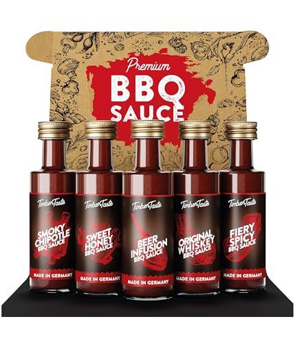 BBQ Rub & Sauce Valentine's Day Gift Set for Men [5 x 40 ml] – Presents for Dad & Birthday Gifts for Brother, Gifts for Son in Law & Father in Law, Unique BBQ Seasoning Variety Pack TIMBER TASTE®