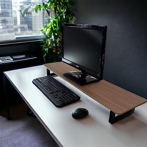 Mesa Stand Desk 85x22Cm Suporte elevado para Monitor pés Oval Freijó