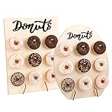 Zamety 2 Stück Donut Ständer, 9 Löcher Donut Wand, Holz Donuthalter, Oval und Rechteck Bagel Donuts Ständer, Wiederverwendbares Donatsständer für Hochzeit, Geburtstag, Partydeko, Einfach Anzubringen