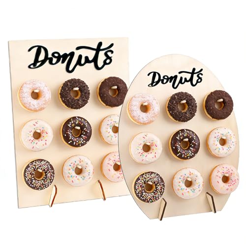 Zamety 2 Stück Donut Ständer 9 Löcher Donut Wand Holz Oval & Rechteck