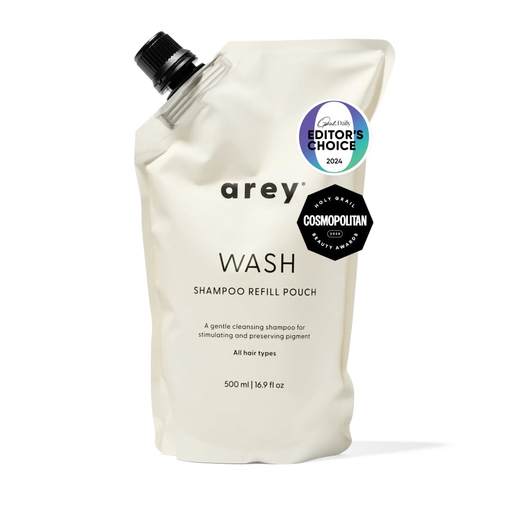 Arey Wash Shampoo Refill Pouch for Women & Men | Delay + Reduce the Signs of Aging Grey Hair & Promote Healthier Strands | Proactive Clean Formula | Vegan, Gluten-Free & Cruelty-Free (16.9 Fl Oz)