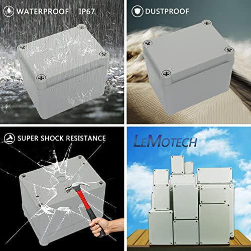 Lemotech Junction Box Ip67 Waterproof Dustproof Abs Plastic Project Box For Electrical Outdoor Enclosure Gray 4.3 X 3.1 X 3.3 Inch (110 X 80 X 85 Mm) #TOP6
