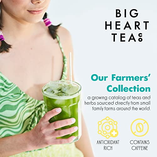 Big Heart Tea Co. Single Serve Instant Tea Packets - Happy Matcha - Direct Trade, Certified Organic, Shade Grown, Adaptogenic Matcha Green Tea With Caffeine, 10 Pack #TOP3
