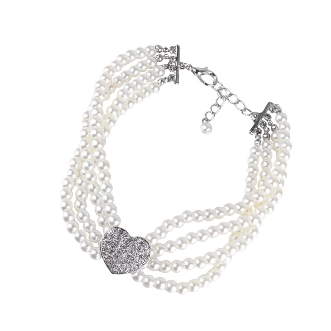 FONDOTIN Dog Necklace Pearl and Heart Design Pet Pendant Fashion Jewelry for Weekend Party Photo Taking