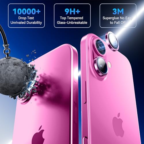 Image of Supershieldz CAM-Guard 3D Camera Lens Protector Ring for iPhone 16 Plus | 16, Keep Original Design and Color, 9H Hardness, Easy Installation - Pink Titanium