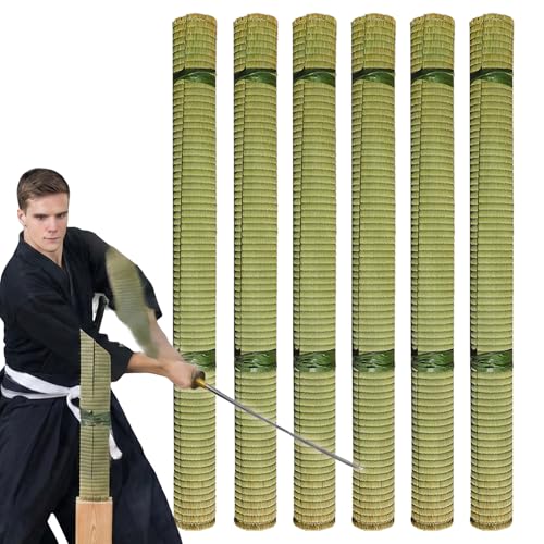 Thetistore 6 Pcs Tameshigiri Tatami Cutting Mats - Pre-Rolled & Pre-Tied Targets, 100% Igusa (Soft Rush) for Katana Sword Practice, Japanese Craftsmanship, 34 x 78