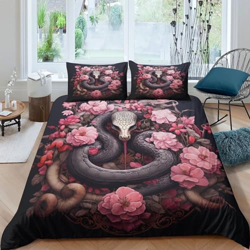 Housse de couette serpent 3D lit double 220x240 imprimé animal - 2