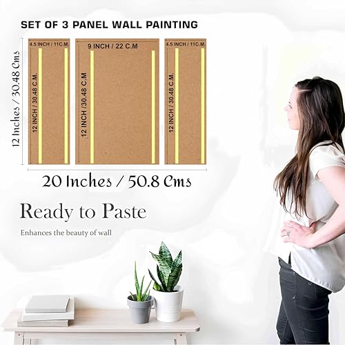 Image of SAF Lord Shiva Wall Painting - 3 Panel Spiritual Artwork | Mahadev Meditation Pose with Divine Aura | Hindu Devotional Wall Decor for Living Room, Bedroom, Pooja Room (20 x 12 Inch) JM-36109